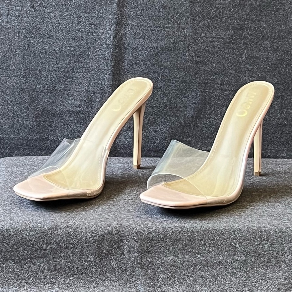 EGO CYAN Beige Slipper High Heels Sandals